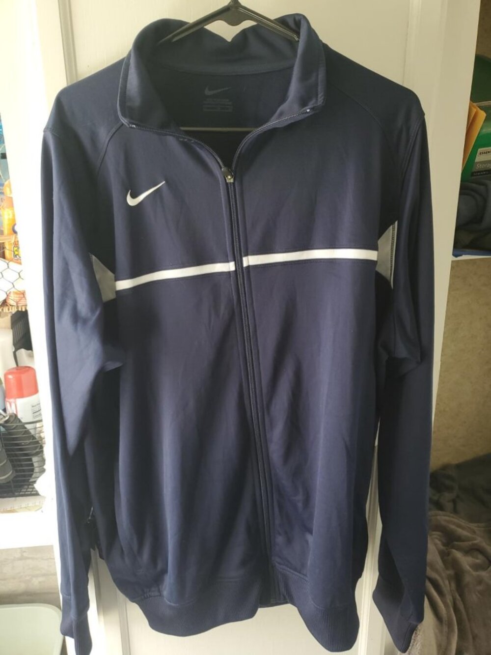 Nike Men's XL Navy White Full Zip Track Jacket Athletic